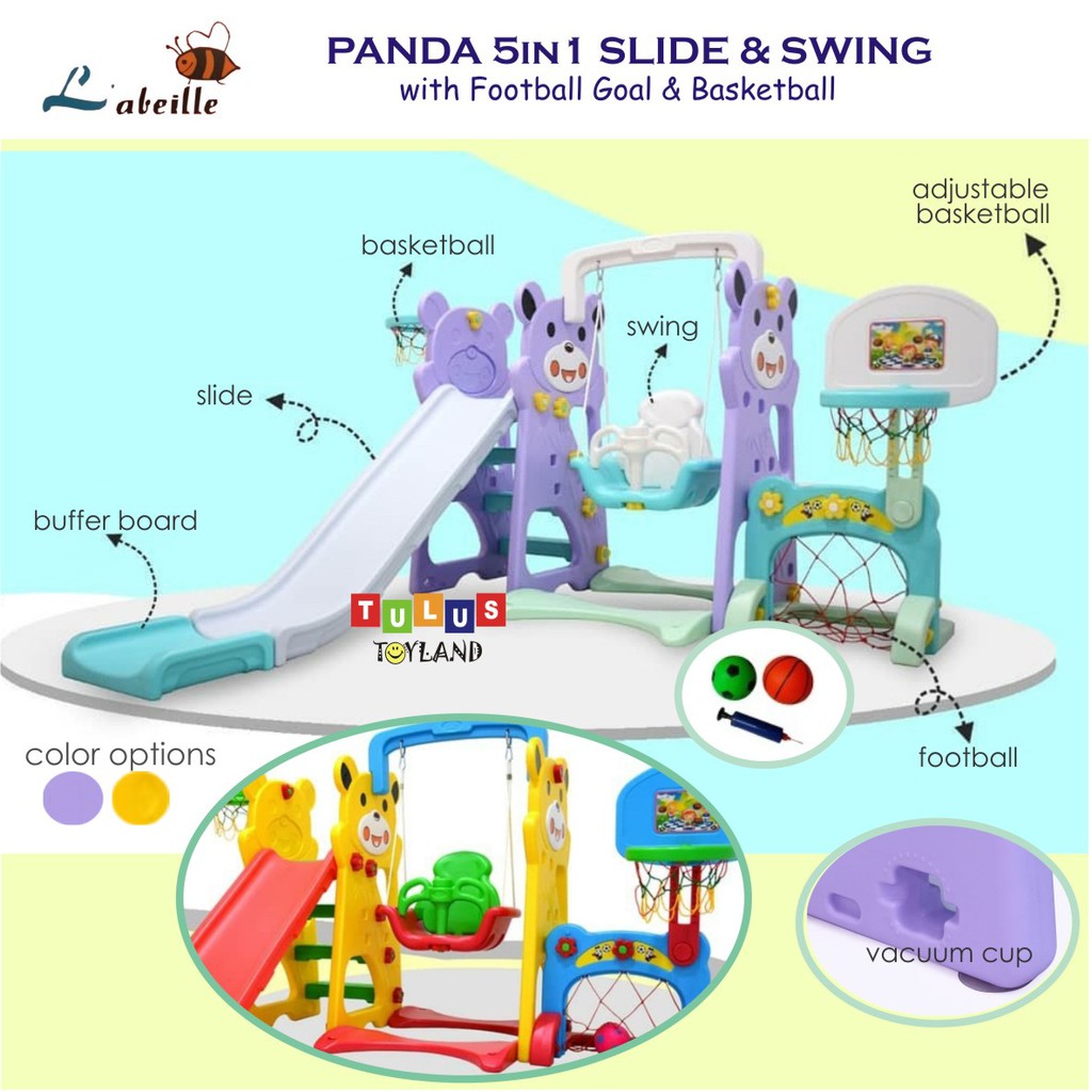 Perosotan Labeille Panda 5 in 1 Slide Swing with Extension Mainan Seluncuran Ayunan Anak 5in1