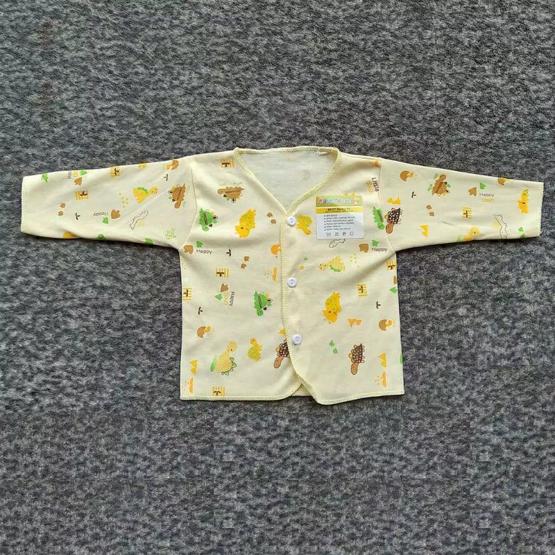 PROMO 3 PCS BAJU BAYI LENGAN PANJANG MOTIF WARNA - BAJU BAYI KANCING (NEWBORN)