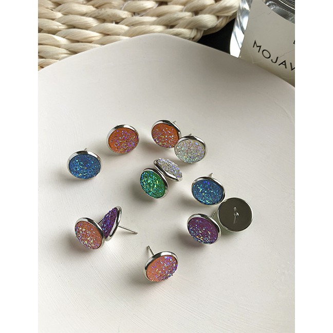 LRC Anting Tusuk Fashion Frosted Starry Sky Geometric Round K51369