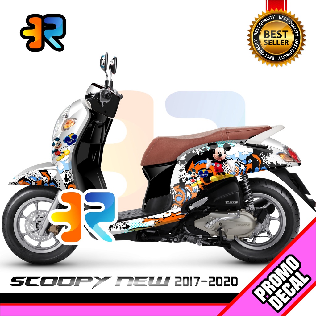 Decal Motor Scoopy New Desain Mickey Mouse Sticker Full Body Scoopy New 2017 2018 2019 2020