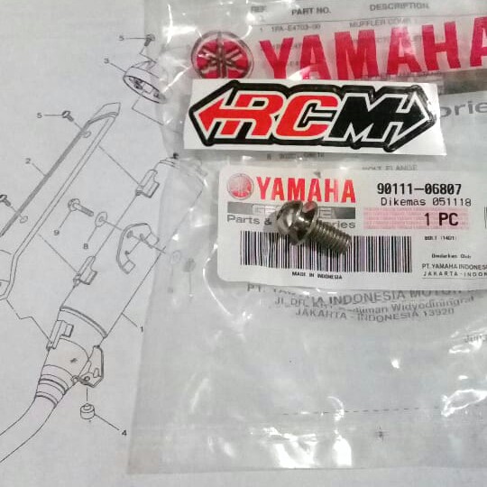 90111-06807 HARGA PERBIJI BOLT BAUT PROTEKTOR TAMENG COVER KNALPOT VIXION NEW NVL NVA ORI YAMAHA