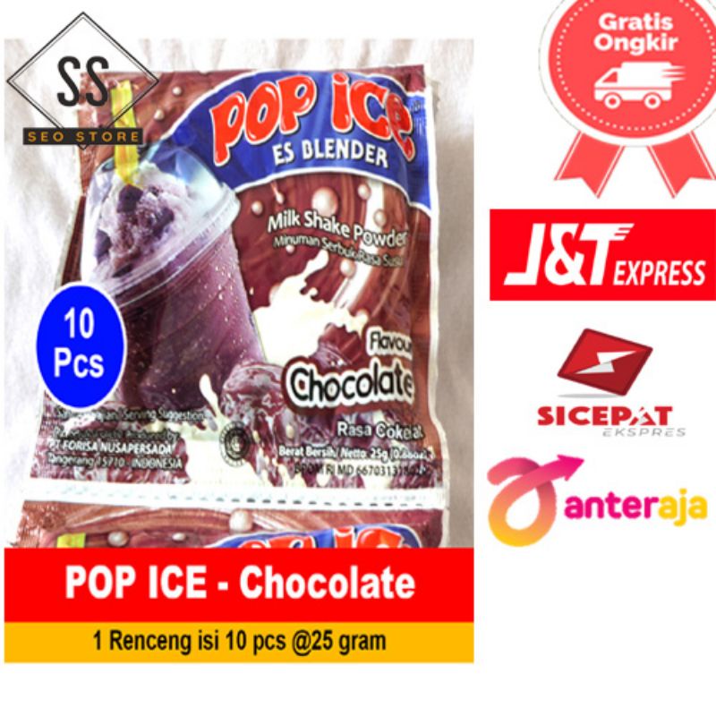 Jual Pop ice coklat 1 renteng (10 sachet) | Shopee Indonesia