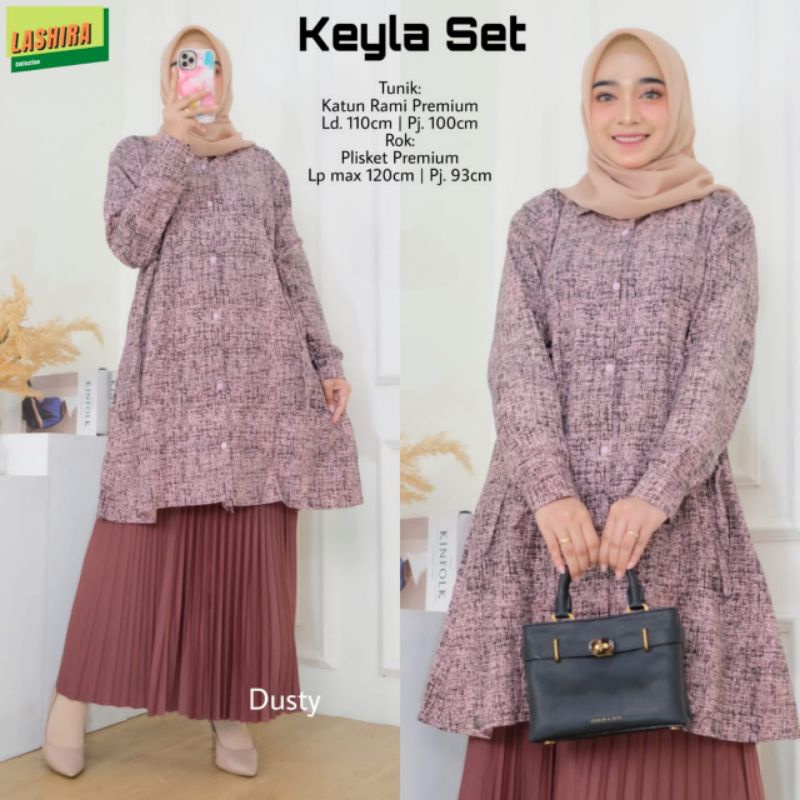 KEYLA SET(Tunik+Rok plisket) Premium ld110