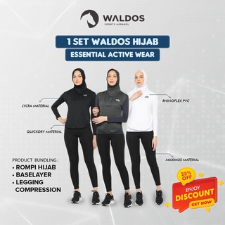 Set Baselayer Rompi Hijab + Legging Olahraga Instan Waldos Vest Sport