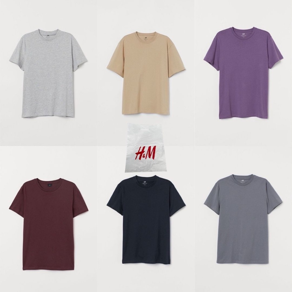 H&amp;M T-Shirt Basic Regular Fit / Tee Baju Kaos Pria Wanita