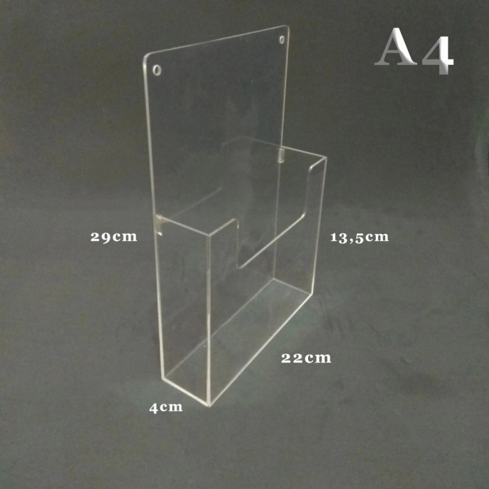 Tempat Brosur Acrylic A4 - Display Bruchure Gantung Akrilik Dinding