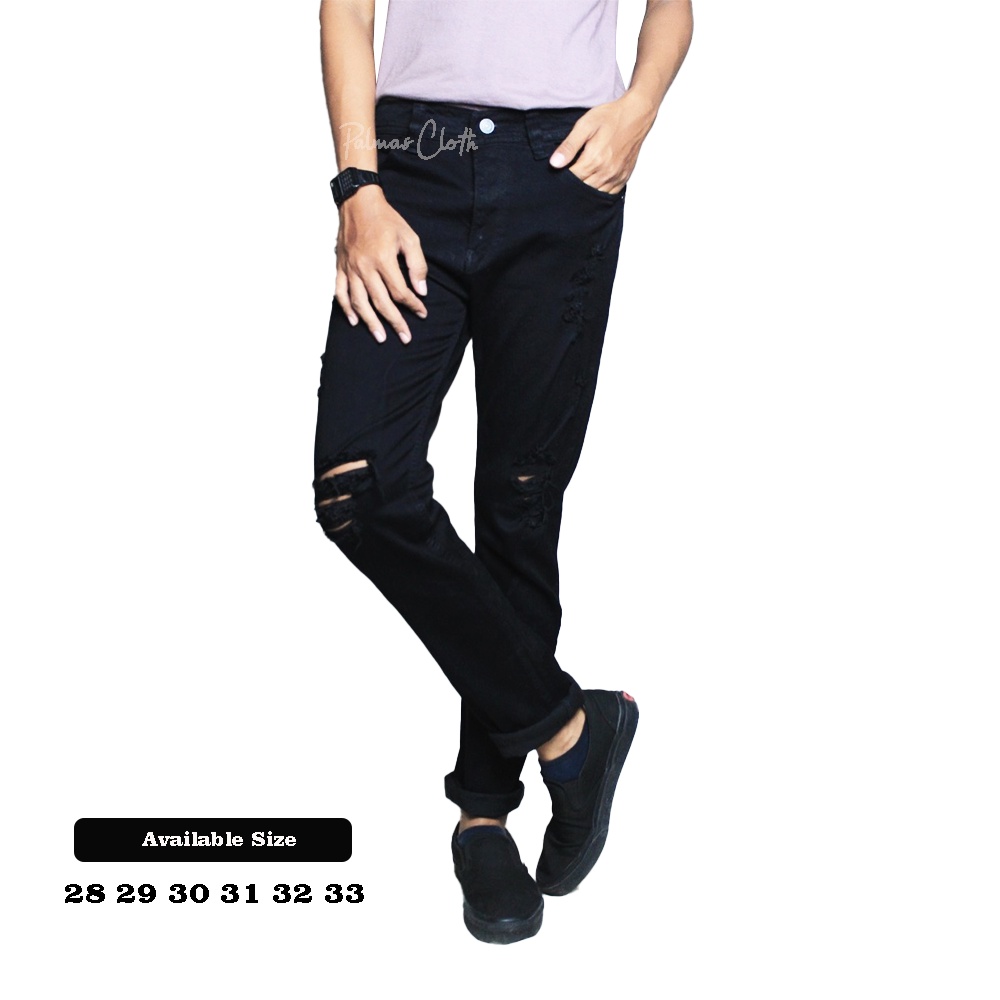 Celana Panjang Hitam Ripped Softjeans Pria