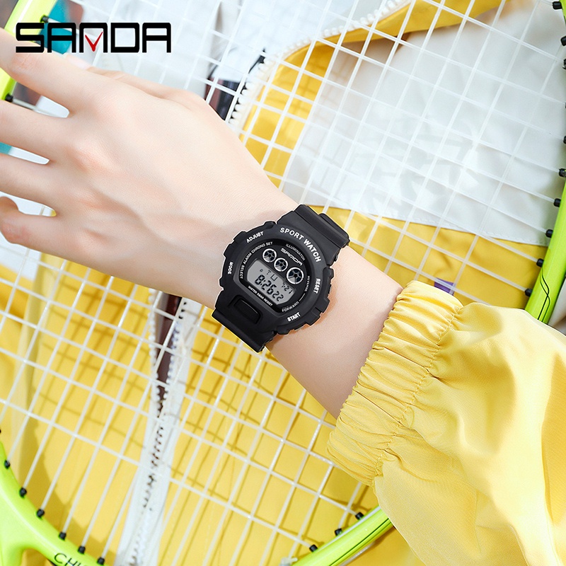 SANDA 2018 Jam Tangan Wanita Pria Digital Sport EL Backlight Tali Rubber Anti air WATCHKITE WKOS