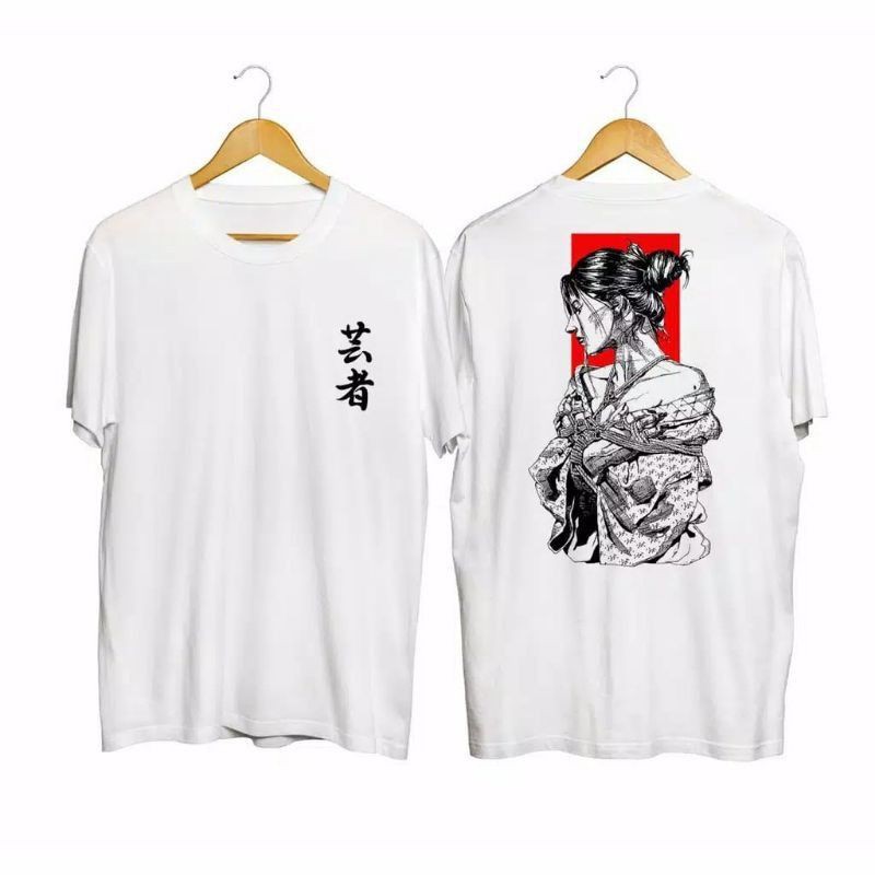 KAOS PRIA DISTRO CATTON COMBAD 30s / BAJU DISTRO / KAOS COWOK  / BAJU KAOS SAMURAI DISTRO TERBARU BAJU KAOS SAMURAI GEISHA PUTIH KAOS SURAI JEPANG/KAOS PUTIH MOTIF/BAJU KAOS ANIME