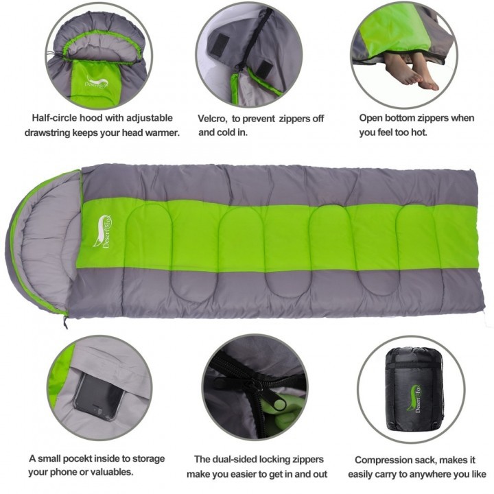 DESERT FOX Outdoor Waterproof Sleeping Bag - 1.4 Kg 75cm Standard