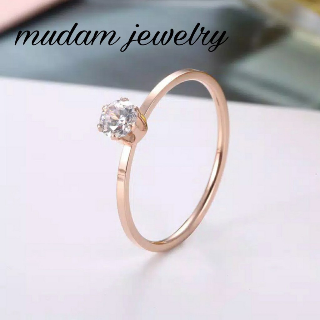 Cincin Wanita C4rtier Ring Diamond Ukuran Sedang Titanium Rose Gold dan Gold