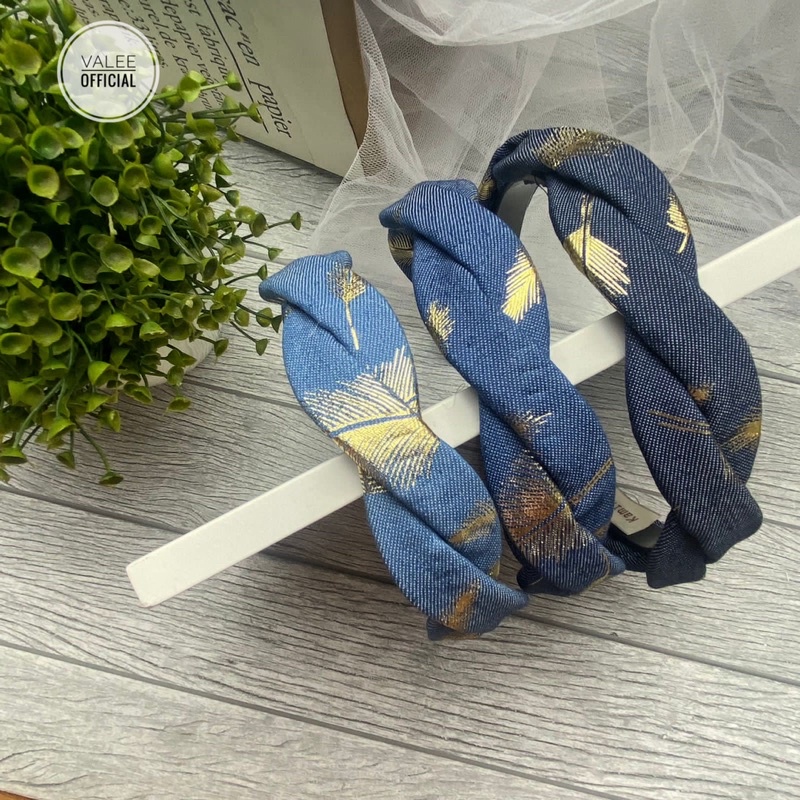 BANDO PREMIUM KEPANG DENIM BANDANA KOREA WANITA KEPANG MOTIF JEANS DENIM