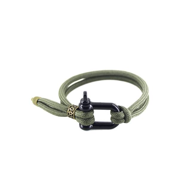 Gelang Survival Bracelet Paracord Shackle D Warna Army