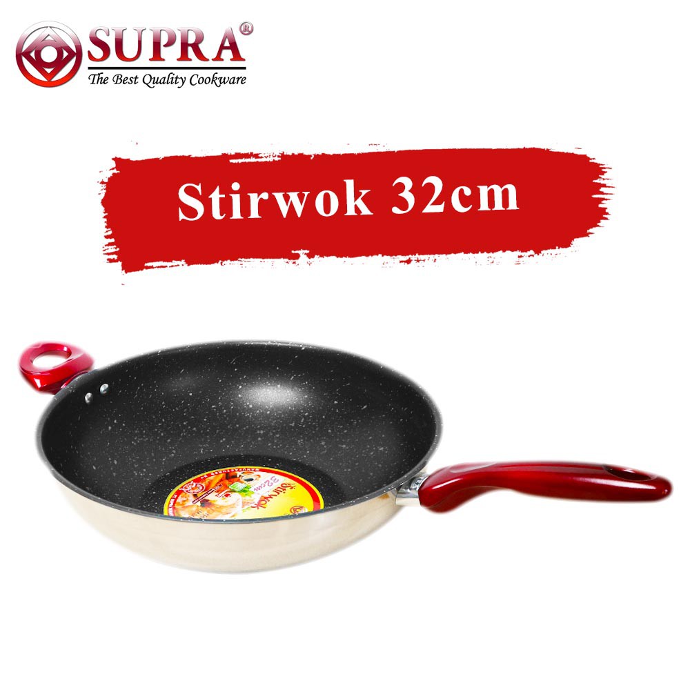 Supra Wajan Anti Lengket Stir Wok 32 cm Stainless steel Marble