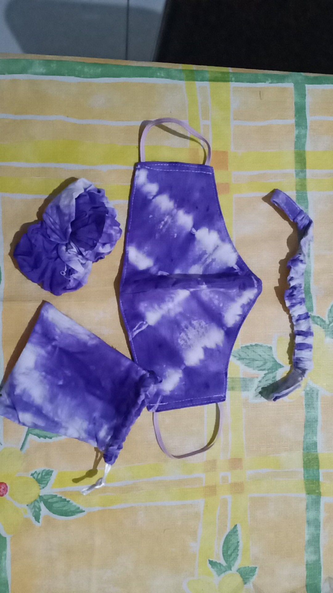 Paket Masker Tie Dye + Konektor Masker Hijab + Ikat Rambut