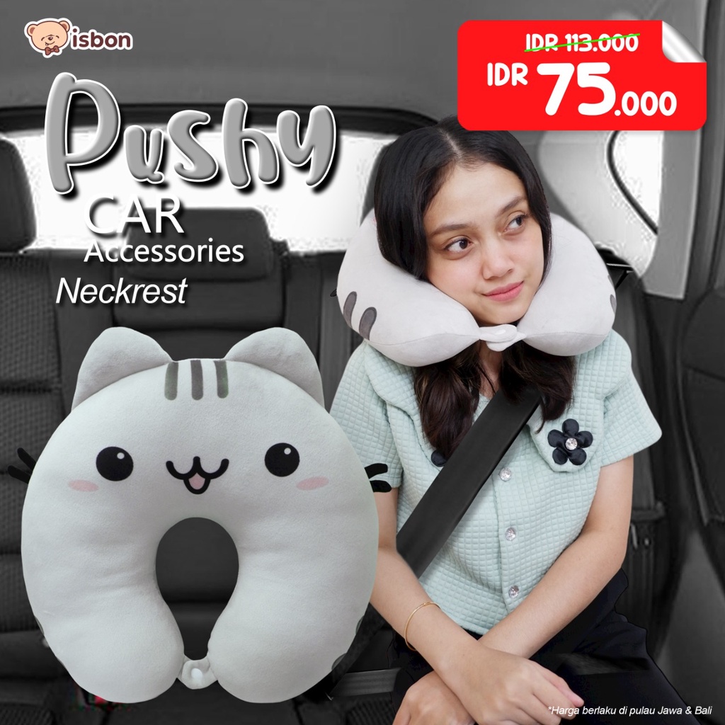 Boneka Bantal Leher Kucing Pushy Kitty Istana Boneka Neckrest travelling By Istana Boneka