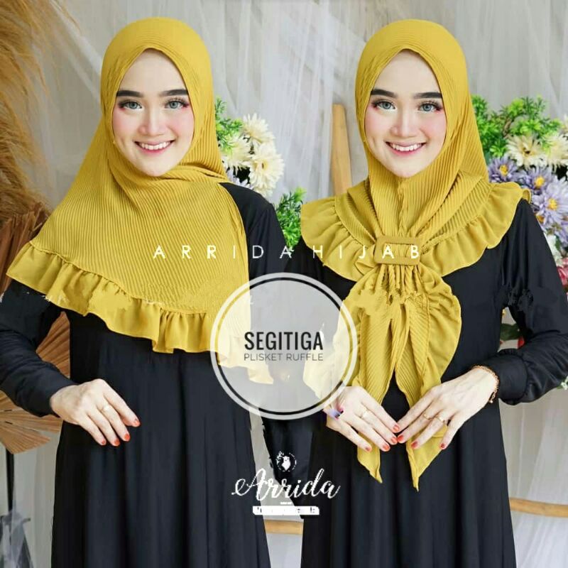 Segitiga Plisket Ruffle / segitiga plisket lidi / segitiga plisket instant / segitiga plisket gesper