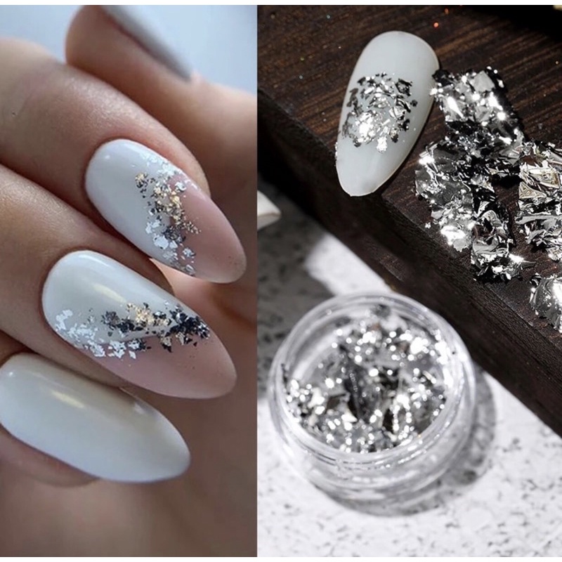 Hiasan Kuku Nail Art Gold &amp; Silver Foil