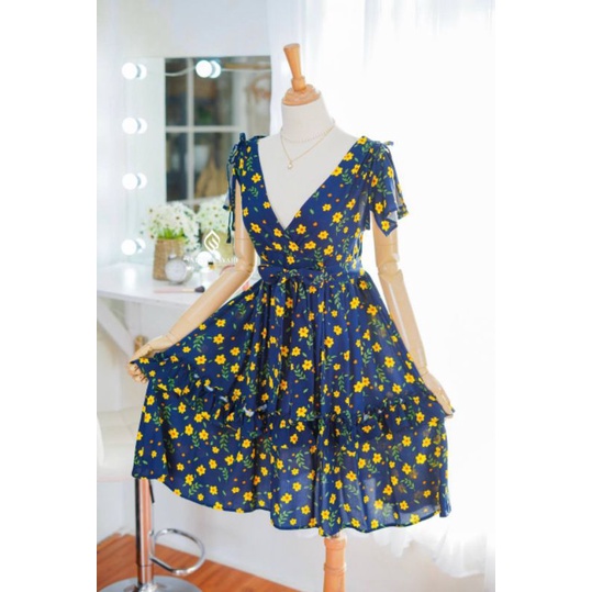 EMMA DRESS by Safiyya Syari Daster Bumil Busui Kekinian Baju Rumahan Cantik Ruffle dengan Pita