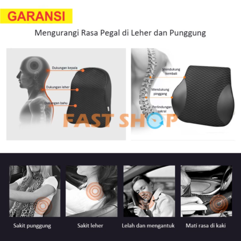 Bantal Mobil Bantal Leher Mobil Bantal Puggung Mobil Memory Foam Katun Linen Car Neck Back Pillow