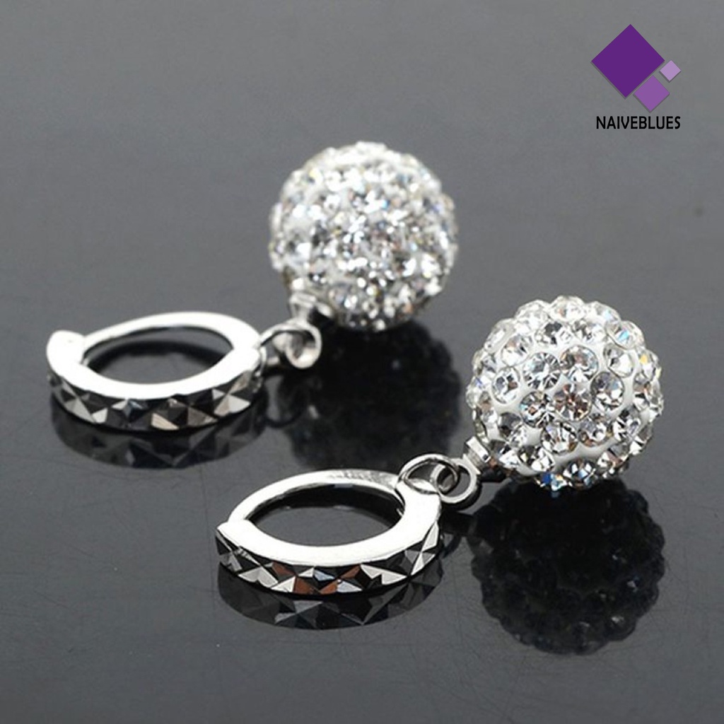 Anting Juntai Bentuk Bulat Aksen Berlian Imitasi Bahan Metal Untuk Pesta