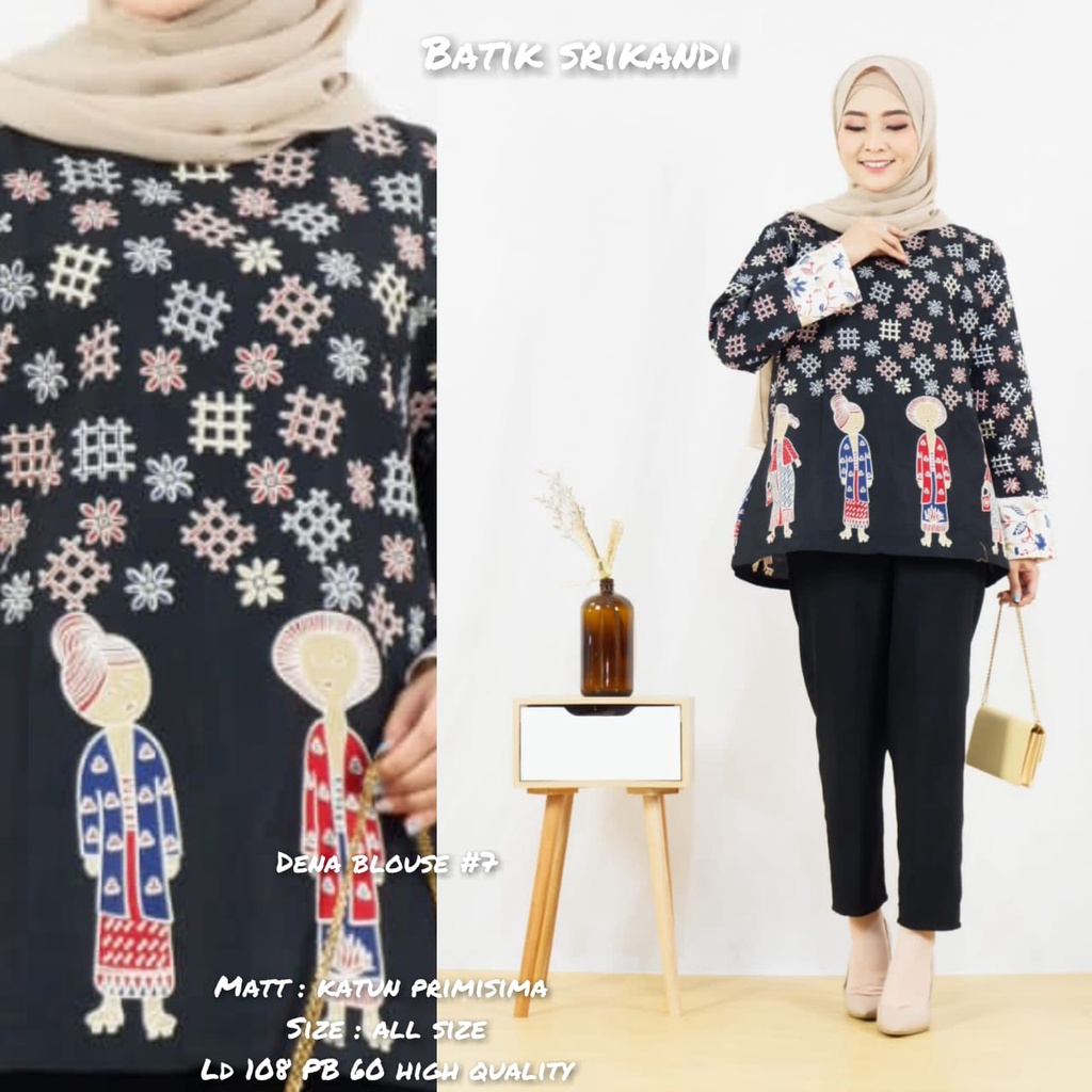 [PREMIUM] Jamu Top 8 Dena Blouse #7 Blus Karakter Kartun Batik Warna Katun Atasan Kerja Casual Modern Solo