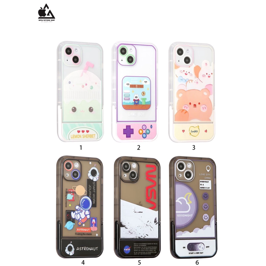 Softcase Lucu Korean Motif Standing iPhone 13 PRO MAX 12 PRO MAX 11 PRO MAX XR X XS MAX 7 7+ 8 8+ SE 2 3 6 6+ Soft Clear Case Nasa Bear Bening SILIKON MEWAH Camera Kamera Protection