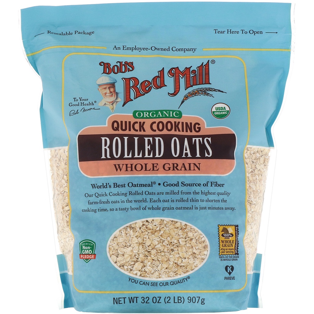 

Bob's Red Mill Organic Quick Cooking Rolled Oats Whole Grain 907g