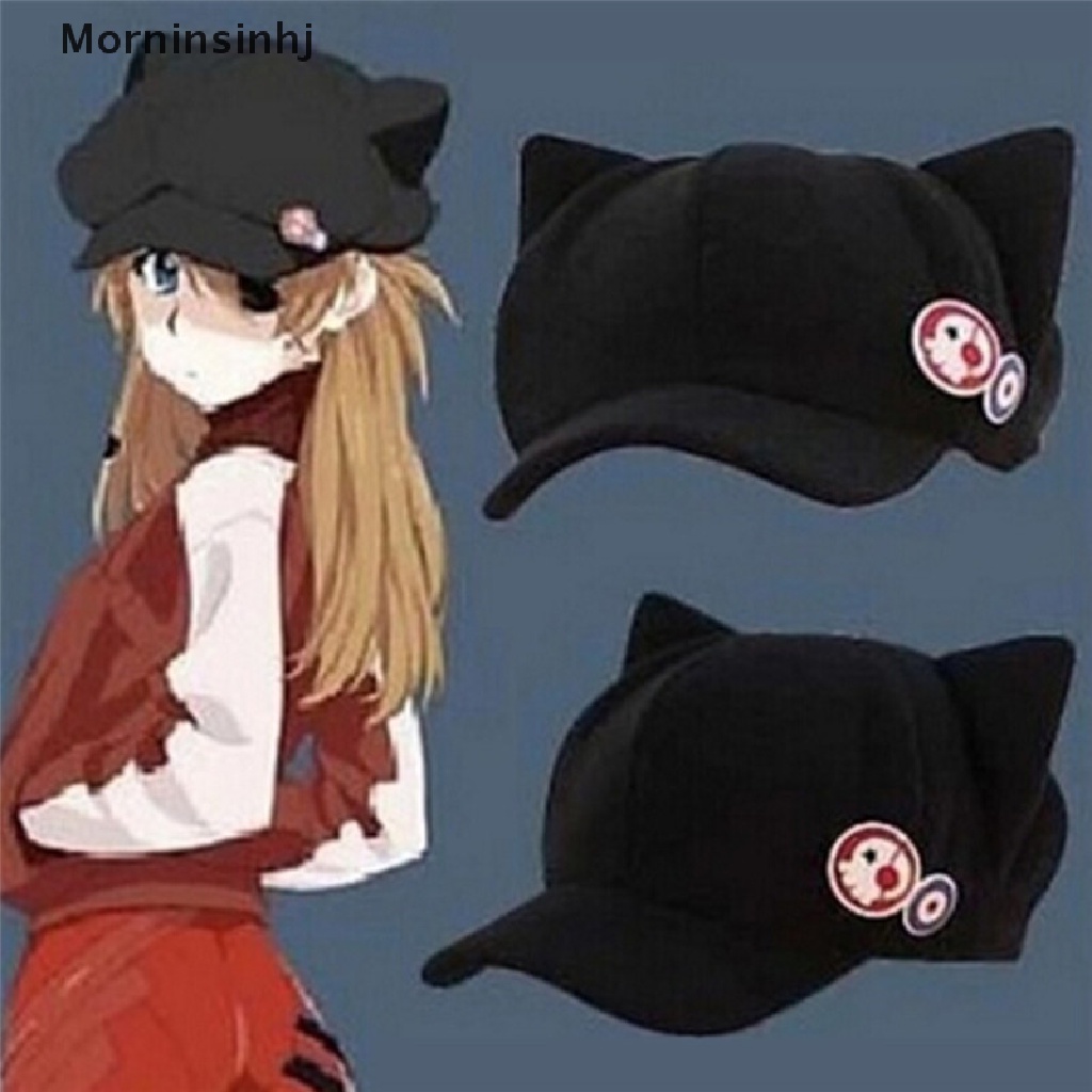 Mornin Anime Neon Genesis Evangelion EVA Asuka Langley Soryu Telinga Kucing Polar Fleece Cosplay Topi