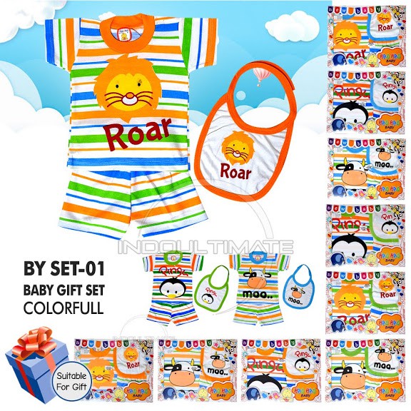 Kado Baju bayi Set BY SET-01 Kaos Bayi + Celana Bayi + Slaber Bayi Perlengkapan bayi baru lahir