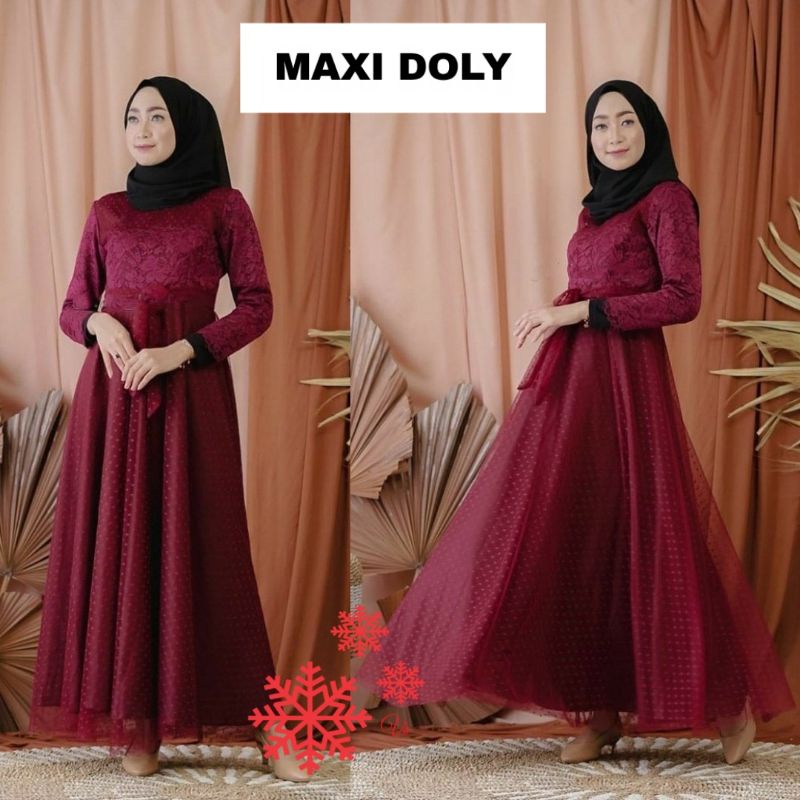 Model Terbaru/Gamis Mewah/Gamis Premium/Gamis Maxi Brukat Tulang Kombinasi Tile Bintik Lapis Furing