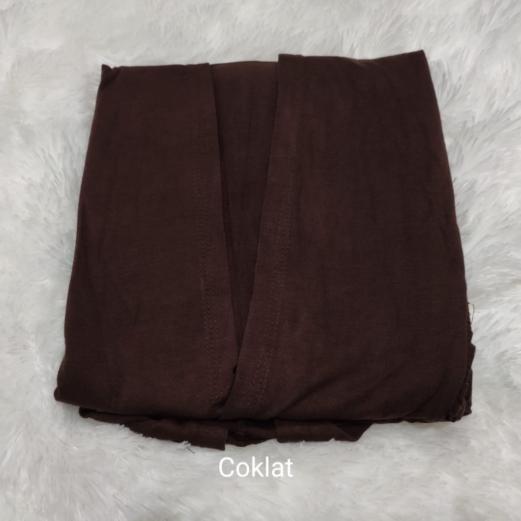 Cardigan Spandek Rayon Polos Wanita Premium Size XL-L4 Bahan Adem halus-Coklat
