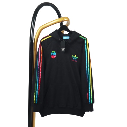 Jaket Sweater Hoodie APE BTHG X ADDS STRIPE RAINBOW – Black Edition Fashion Trendy Casual Pria Good