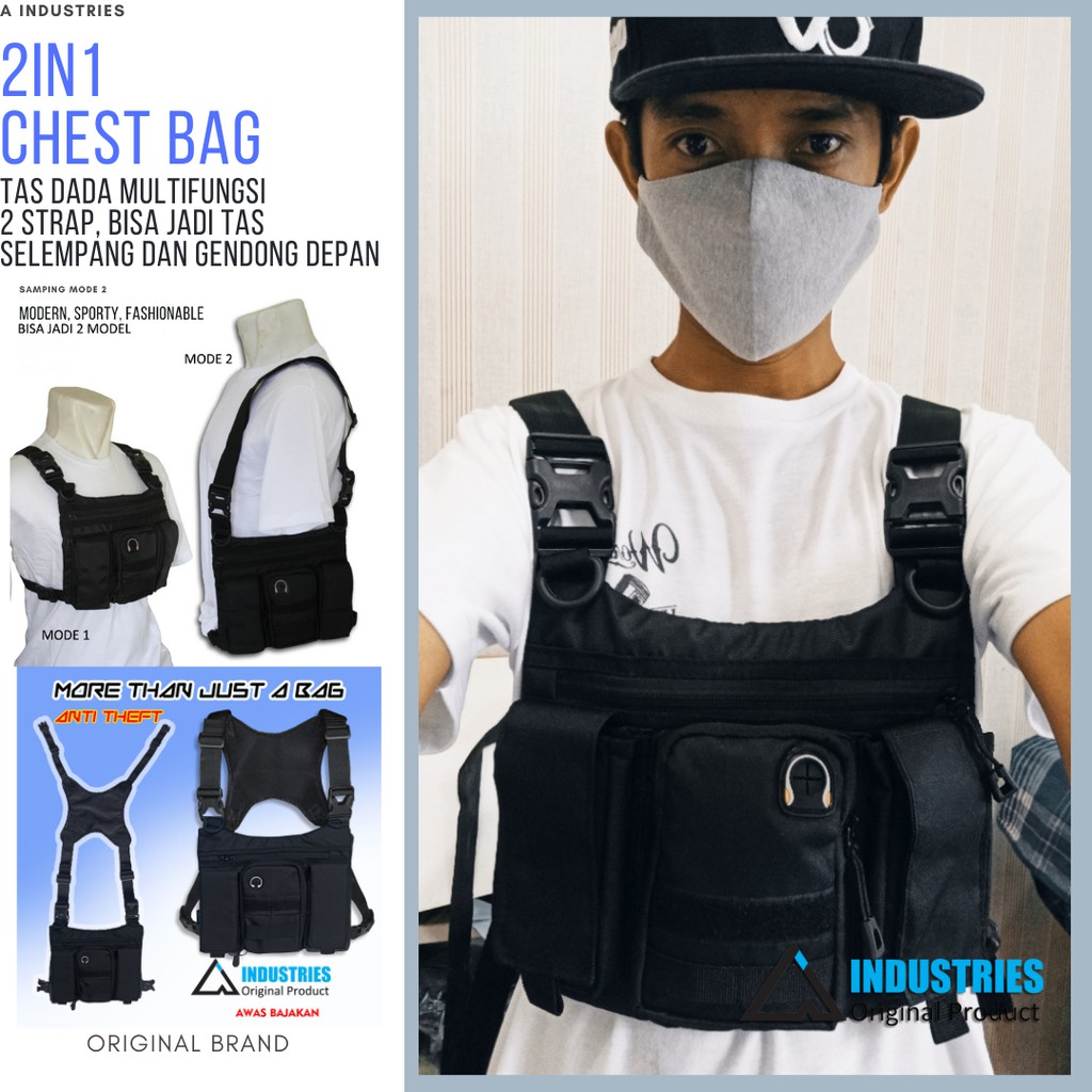 TAS DADA ROMPI ORIGINAL Tas Selempang Dada Olahraga Tactical Bersepeda Jogging Gadget Pria dan Wanit