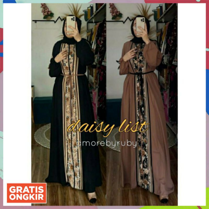 [COD] BAJU PAKAIAN FASHION GAMIS MUSLIM WANITA CEWEK DRESS GAMIS ABAYA DAISY AMORE BY RUBY TERBARU