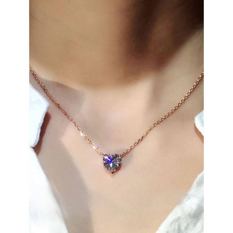 Kalung Rantai Sterling Silver 925 Dengan Liontin Batu Zircon Kubik Untuk Wanita