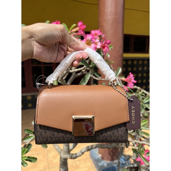 MK Lita Small Crossbody Sign Brown