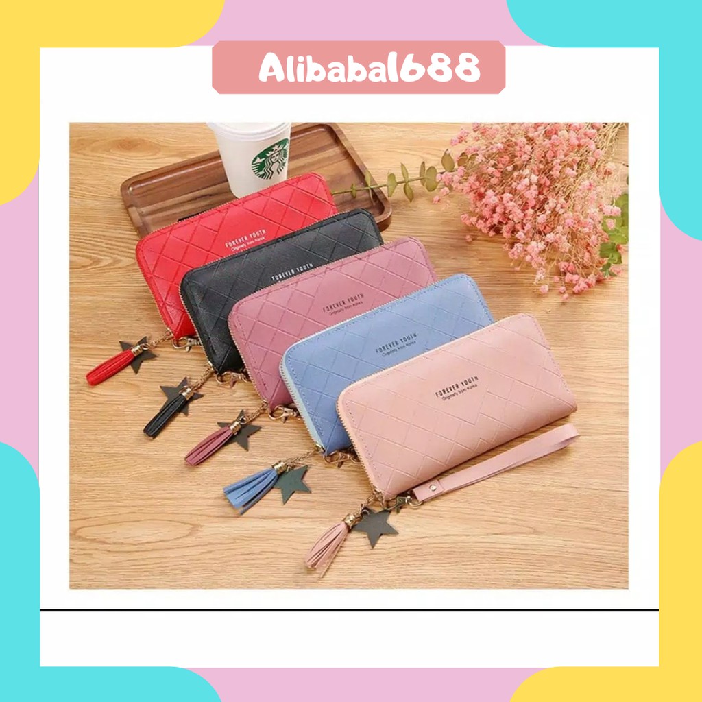 *ALIBABA1688* Dompet Zipper Wanita Koin/Dompet Wanita Gelang Tas Moneybag Panjang Tali Rumbai