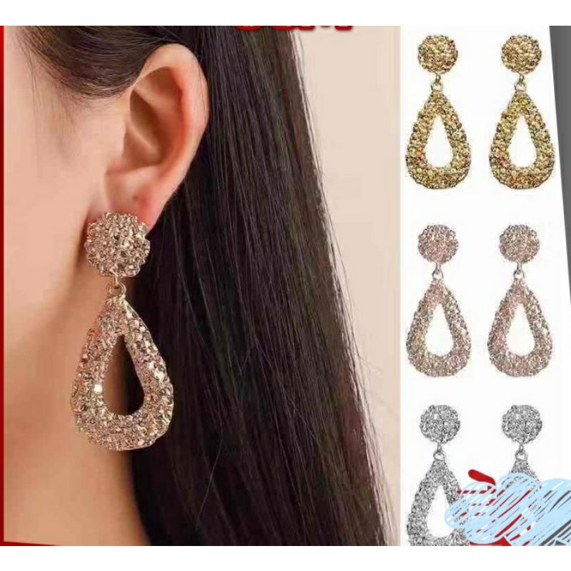 anting giwang fashion ala korea pengantin bridal modern teardrop