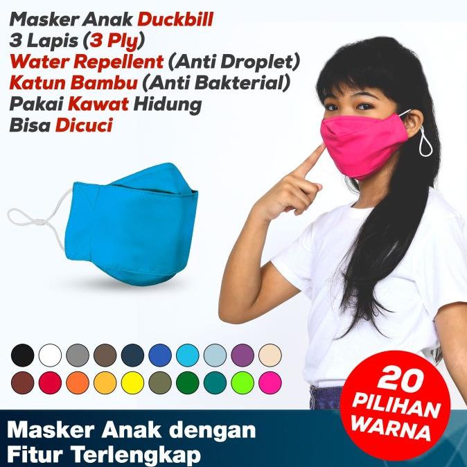 Masker Kain Anak 3D - Masker Duckbill Anak Katun Bambu 3 Lapis (3 Ply) 90-rockplay Murah
