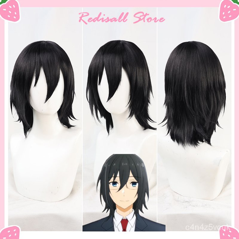 Miyamura Izumi Cosplay Wig Hori-san to Miyamura-kun Horimiya Short Black Synthetic Hair Heat Resista