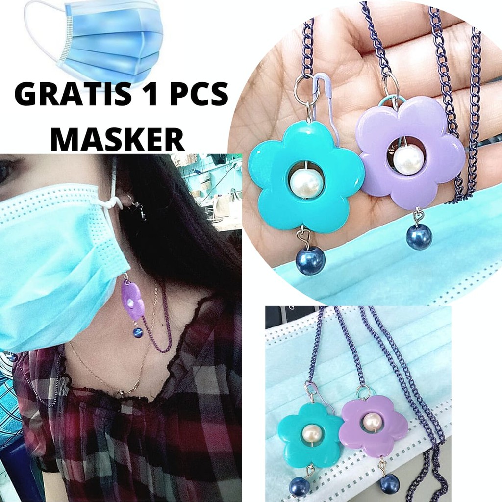 kalung masker bunga ayu strap Rantai Masker Bunga Kalung masker Mutiara konektor masker Strap mask