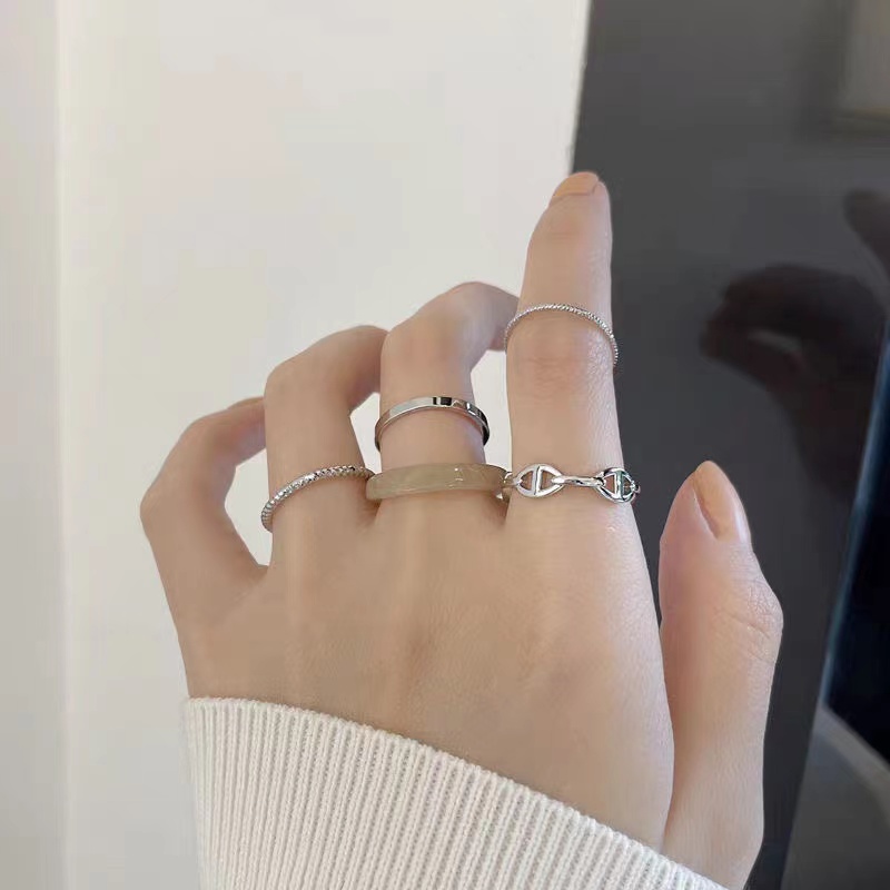 IFYOU 5pcs / Set Cincin Riak Warna Silver Gaya Korea Untuk Wanita