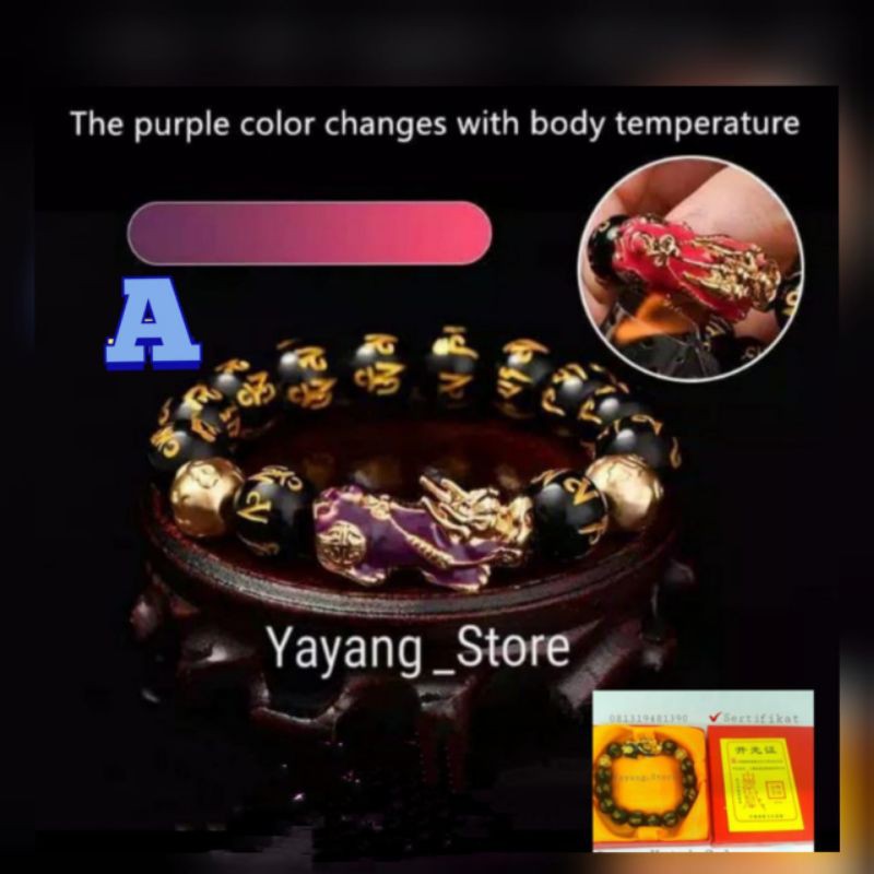GELANG PIXIU 10MM / GELANG MANTRA BUDDHA OM MANI PADME HUM / GELANG FENG SHUI HOKI IMPORT