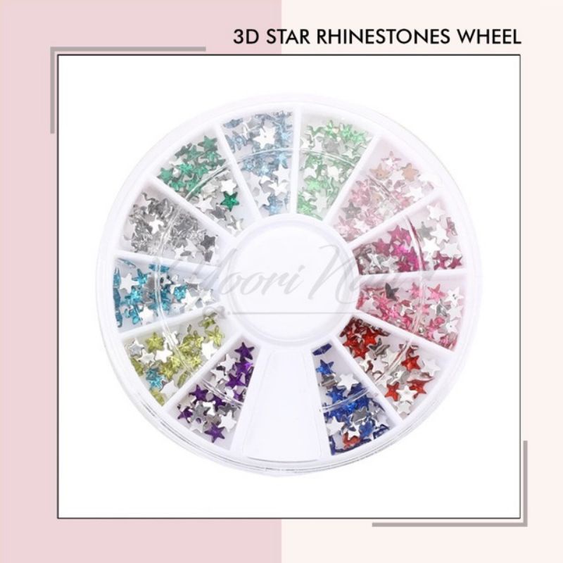 3D stars rhinestones wheel star rhinestone bintang rainbow multicolor