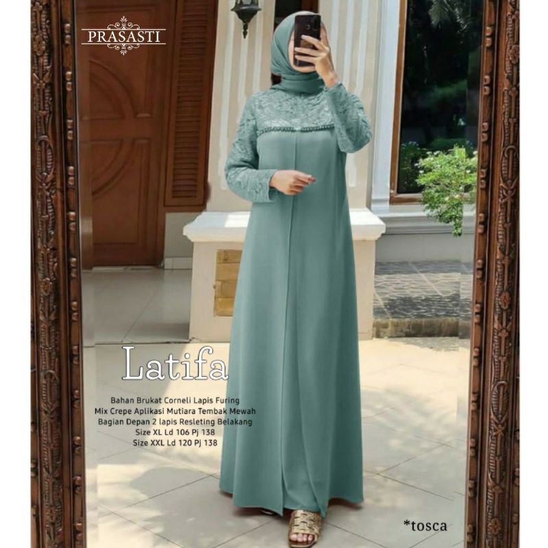 baju gamis brokat long dress muslim wanita LATIFA