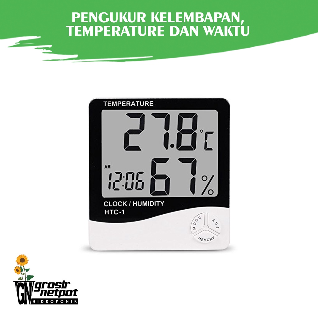 Hygrometer Thermometer & Clock Digital - HTC 1