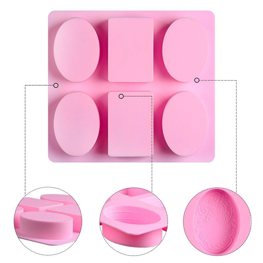 Solighter Cetakan Sabun Silikon 3D Multi Fungsi Persegi Panjang Oval DIY Craft Handmade Soaps Supplies