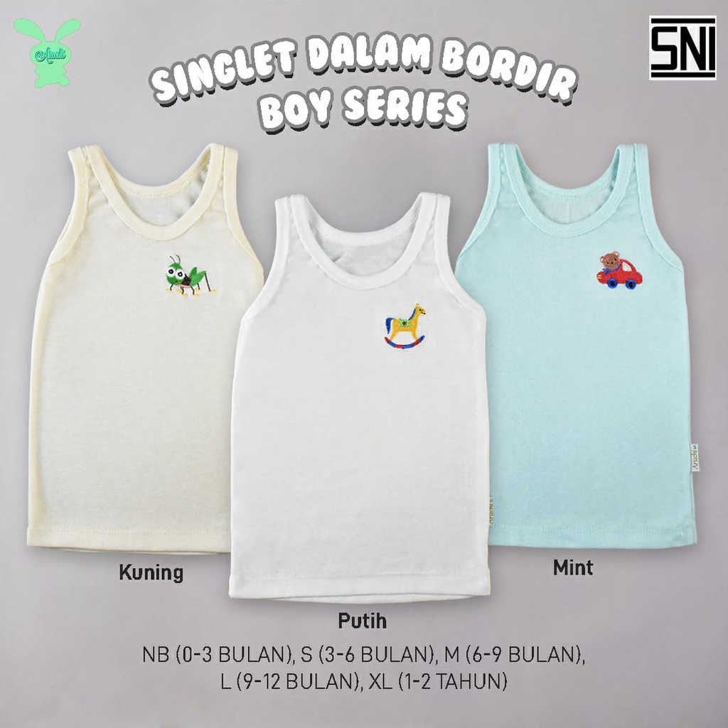 Aruchi Singlet Bordir / Singlet Sablon 1pcs - Singlet Bayi murah/aruchi singlet/singlet anak