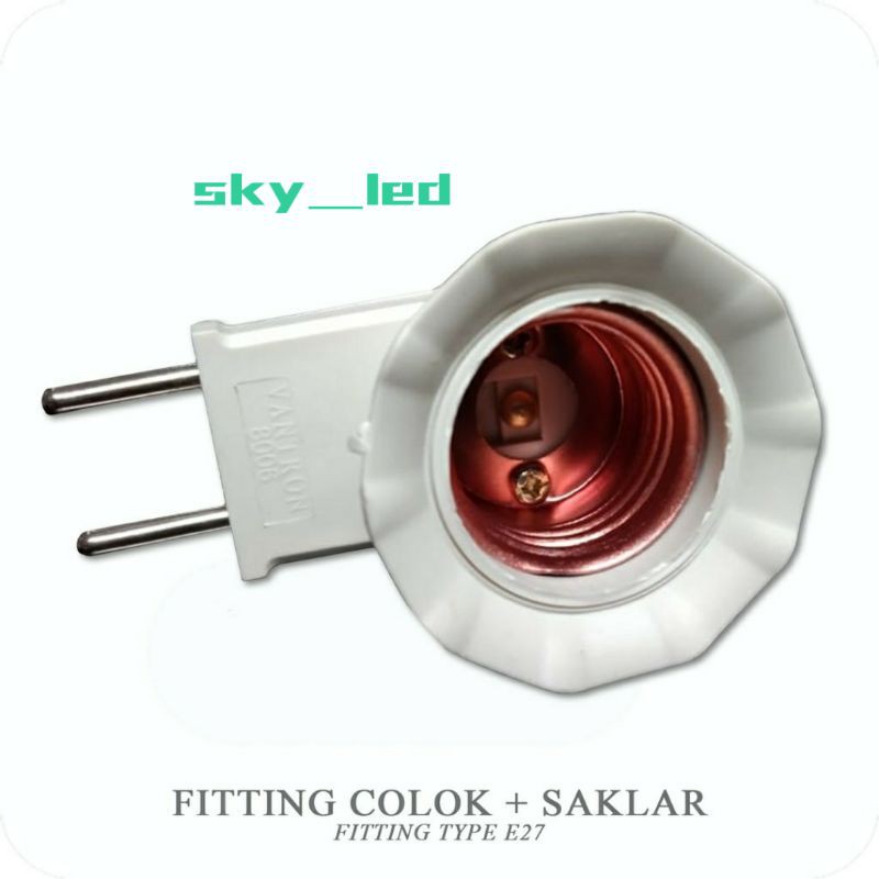 Fitting colok + saklar / fitting colok+swich /  putih/fitting E27/Fitting saklar